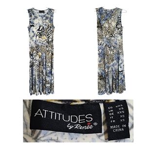 Attitudes by Renee Abstract Blue and Black Maxi Dress